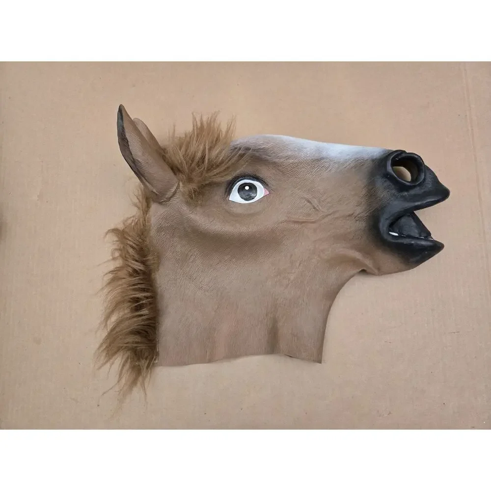 Adult Horse Head Halloween Mask Animal Cosplay Costume Party EUC